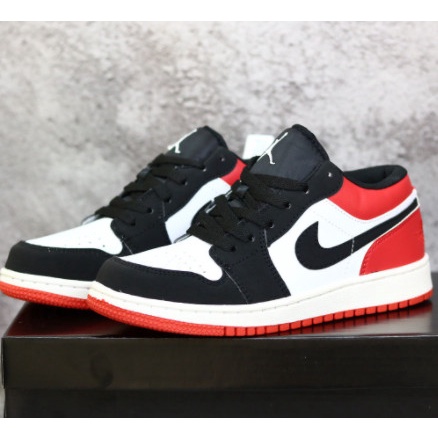 Giày Jodan Thấp Đỏ Đen , Giày Sneaker JD 1 Nam Nữ Full Box Bill
