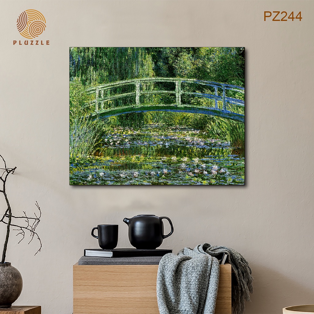 Bộ Xếp Hình Gỗ Thông Minh PLUZZLE hình 500 miếng - PZ244 - Water Lilies and Japanese Bridge | Không kèm khung tranh