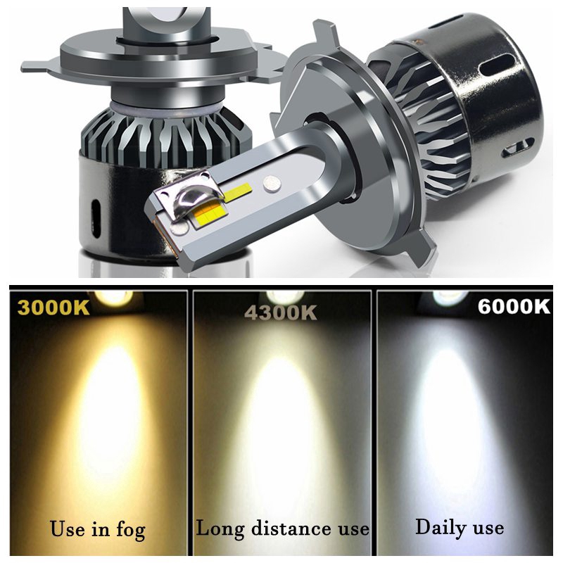 Car Headlight Lamp 3 Colors Dimmable New Arrivals H1 H3 H4 H7 H8 H11 9005 9006 LED 3000K 4300K 6000K Tri-colour Bulb 10000LM