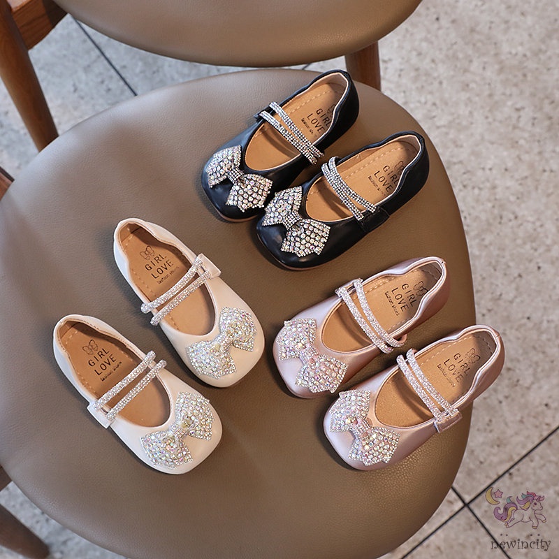 Giày Búp Bê Đính Nơ Lấp Lánh Cho Bé Gái