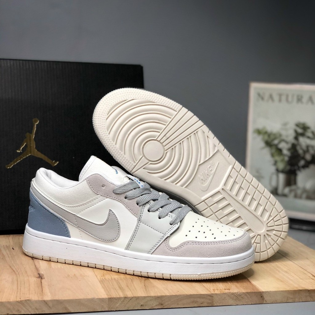 Giày Thể Thao Nam Nữ Siêu Nhẹ Cổ Thấp JD1, Giầy Sneaker Nike Jordan 1 Low Paris Xám Trắng Da Cao Cấp Giá Rẻ
