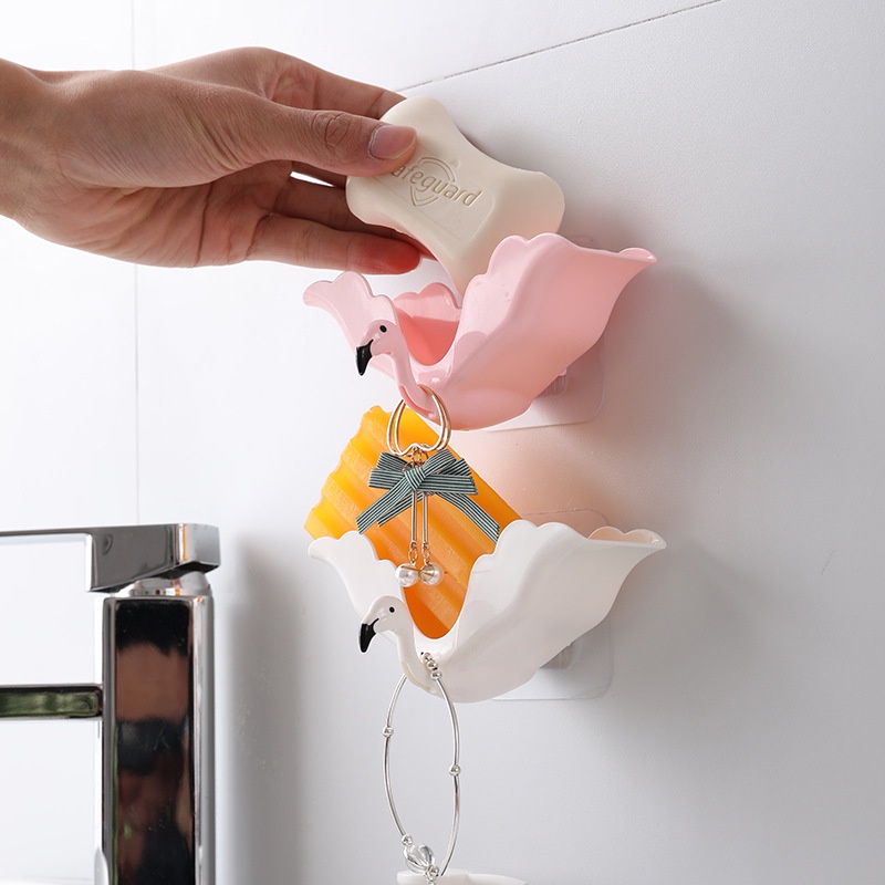 Giá đựng xà phòng gắn tường hình chim hồng hạc sáng tạo