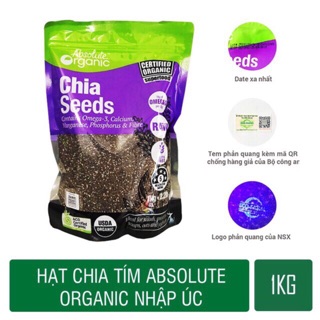 [HÀNG CHÍNH HÃNG] 1kg HẠT CHIA TÍM ABSOLUTE ORGANIC NHẬP KHẨU ÚC