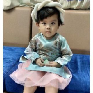 Set áo dài cách tân bé gái gấm Nhật in hoa (ảnh thật)
