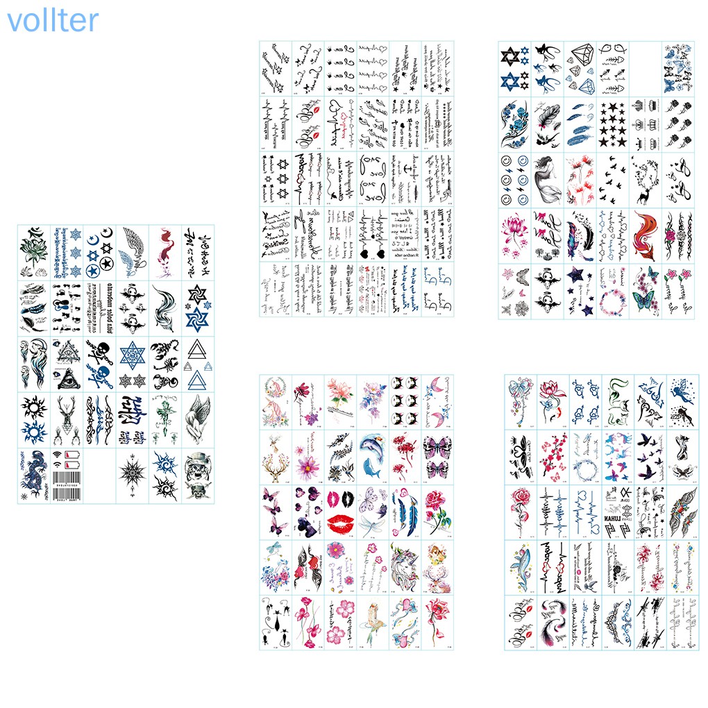 Temporary Tattoo Stickers Men Women Waterproof Long-lasting English Alphabet Flowers Tattoo Stickers