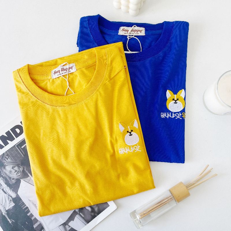 🍍Áo Thun Say Happy thêu Shiba🍍