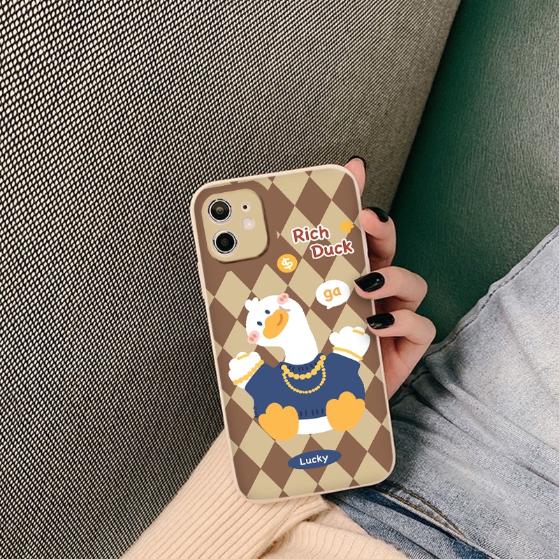 Ốp điện thoại iphone chú vịt siêu giàu ốp iphone vuông rich duck 13 12 11 11Pro Max 7Plus X XSMax 6 6s