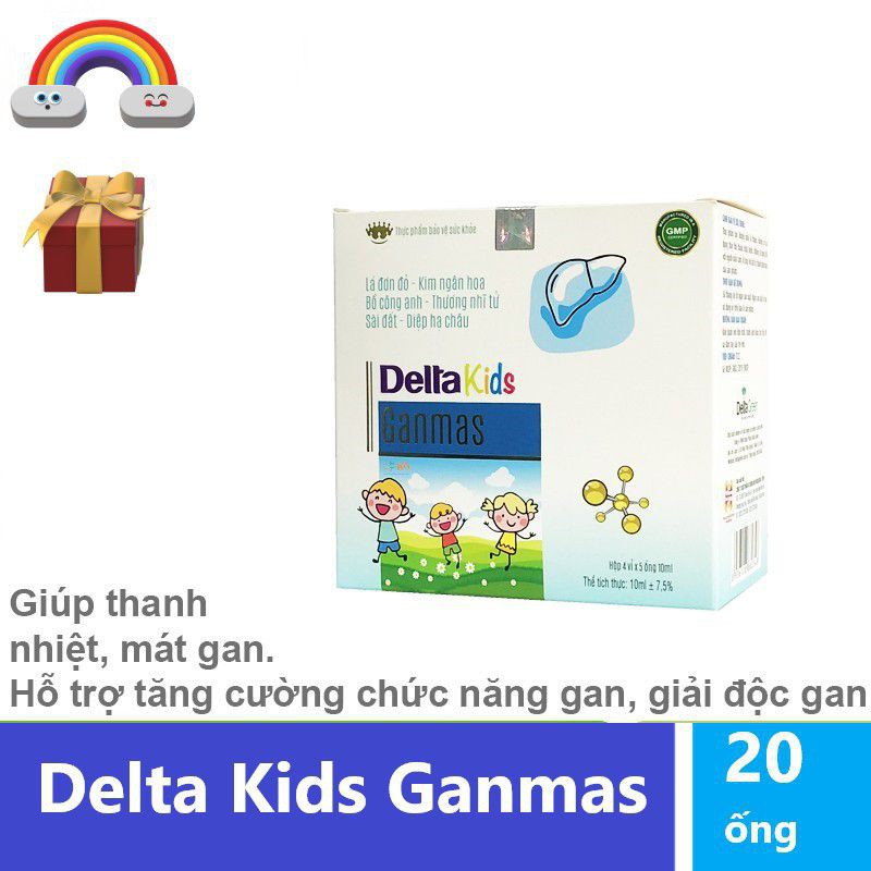 Delta Kids Ganmas - Giúp thanh nhiệt, mát gan, giải độc gan. Hỗ trợ tăng cường chức năng gan (Hộp 20 ống)