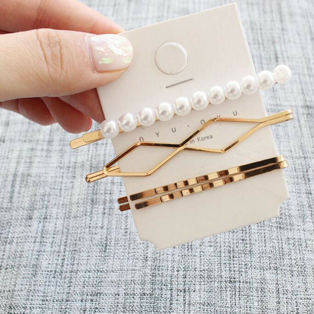 Kẹp Tóc Kim Loại Đính Ngọc Trai Xinh Xắn Dễ Thương Cho Nữ