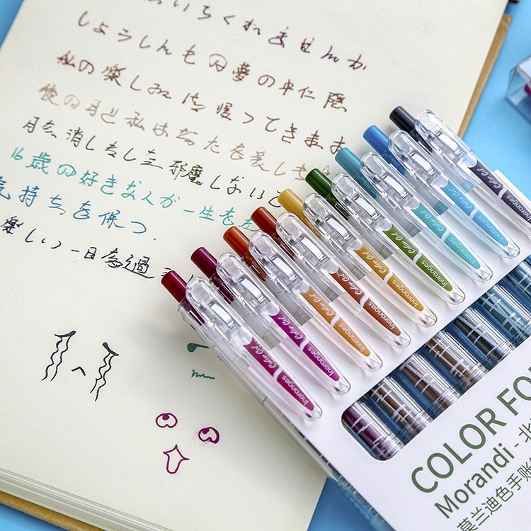 Set 9 bút Gel Morandi có thể thu gọn thay đổi màu nước sáng tạo