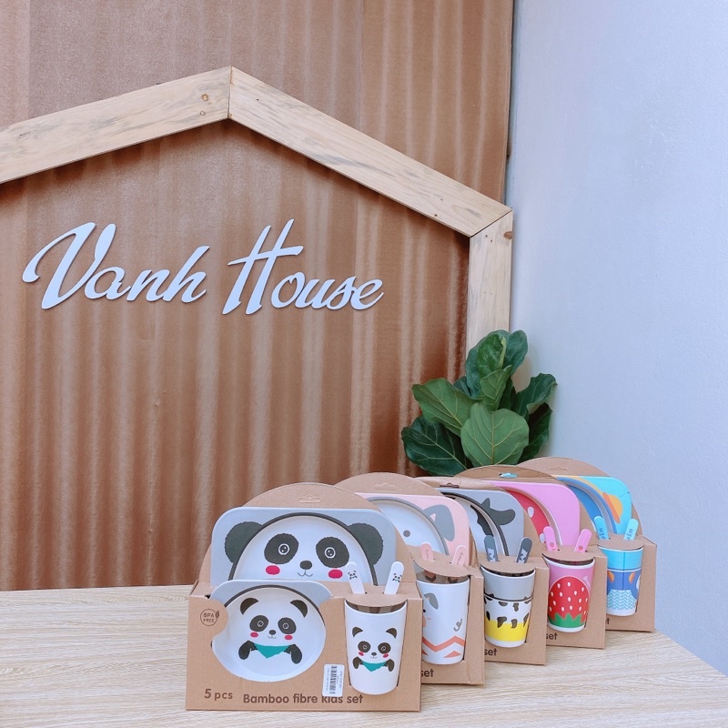 Set bộ bát ăn cơm lúa mạch cao cấp 5 chi tiết cho bé yêu