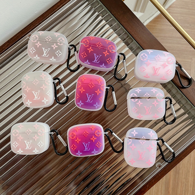 Vỏ Bảo Vệ Hộp Sạc Tai nghe không dây Airpods1 2 3 Pro Bằng Silicon TPU Màu Gradient In Logo Sang Trọng Kèm Móc Khóa