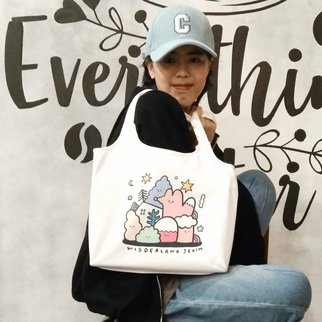 Túi tote, vải canvas 100% poli cao cấp, phong cách thời trang ulzzang, có khoá miệng xịn xò 6 CÂY NẤM mã K32