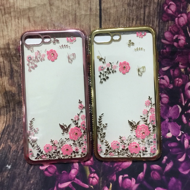 Ốp iPhone 7 plus dẻo viền si đính đá hoa văn 4D cực đẹp