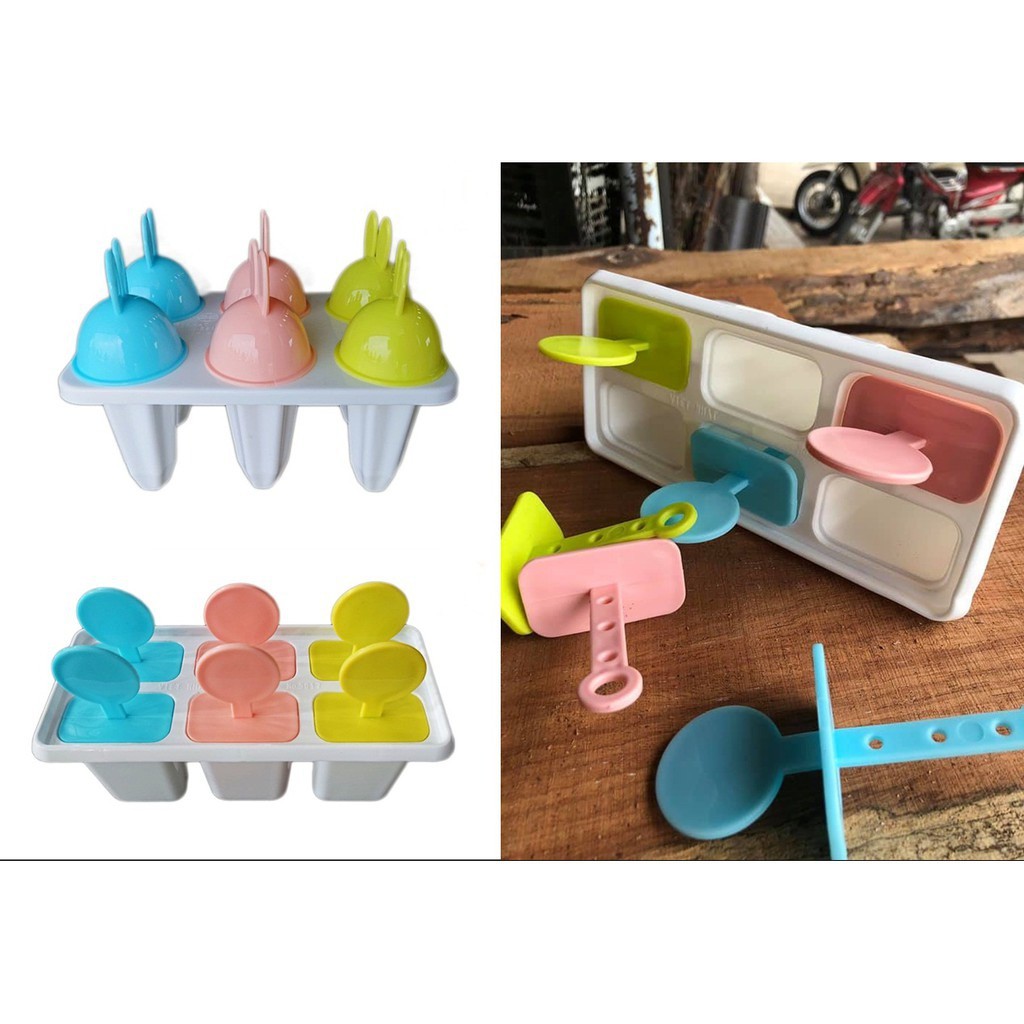 Khuôn làm kem 4 que nhựa Việt Nhật Plastic có nắp tay cầm tai thỏ ngộ nghĩnh