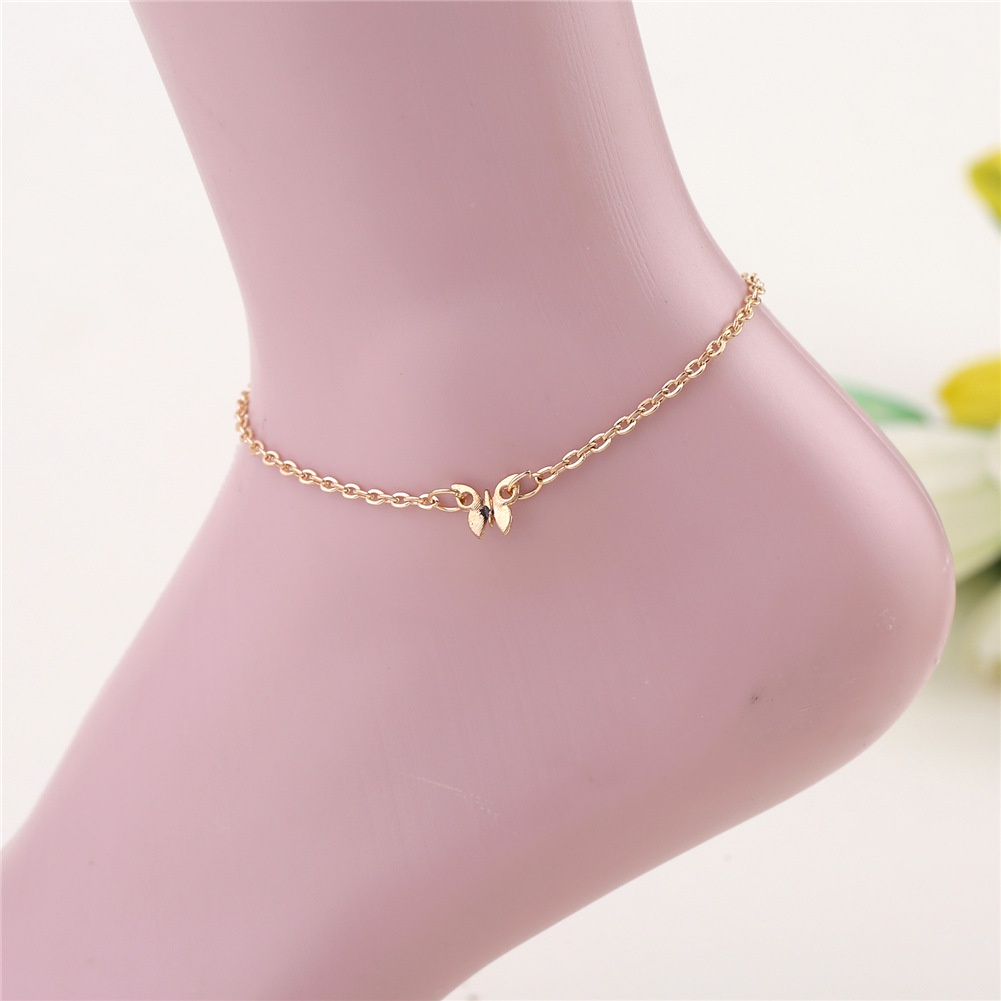 Lắc Chân Mạ Vàng Mặt Hình Bướm Nhiều Màu Sắc Đơn Giản