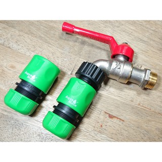 Bộ van vòi nước fi21 Sanwa và 3 khớp nối nhanh ống nước Aqua Mate
