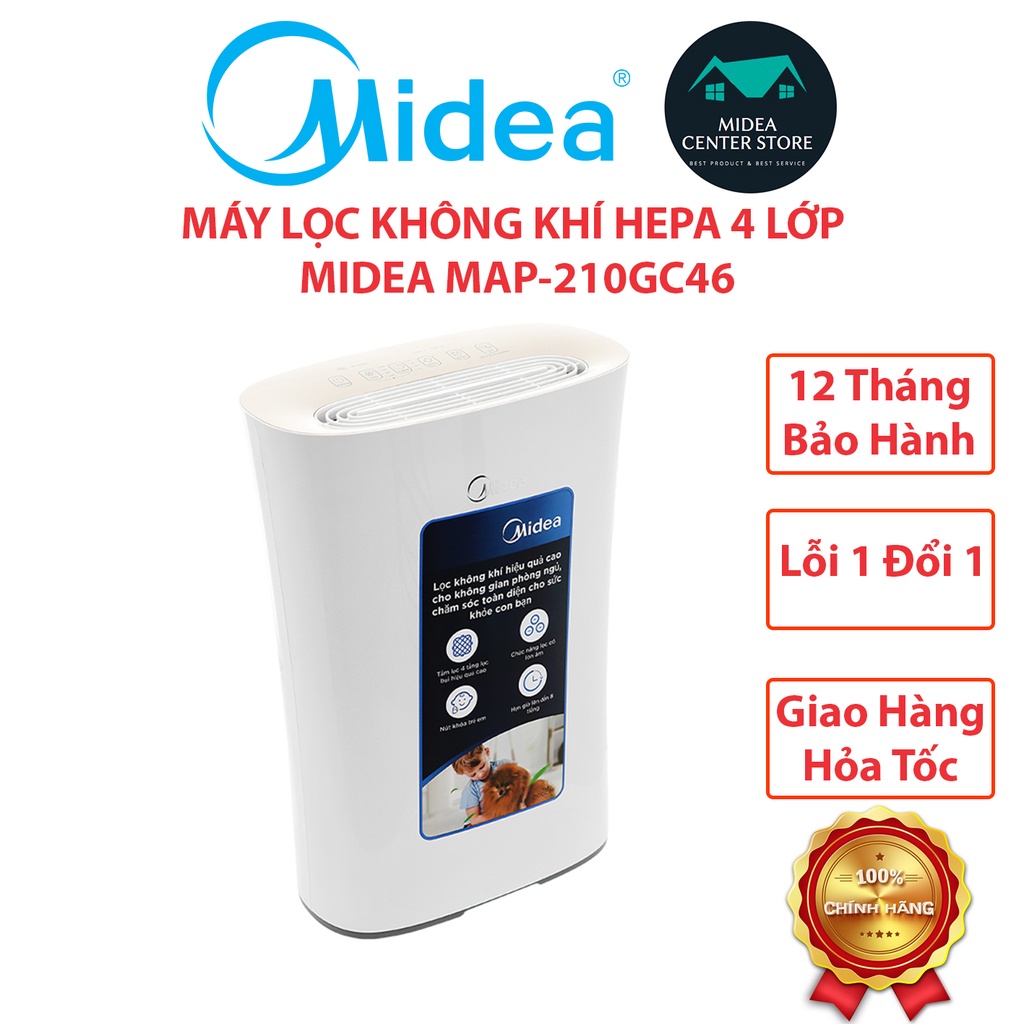 [Chính hãng] Máy Lọc Không Khí Midea MAP-210GC46, Cho Diện Tích Phòng 20m2 - 28m2, 1 đổi 1, bảo hành 12 tháng