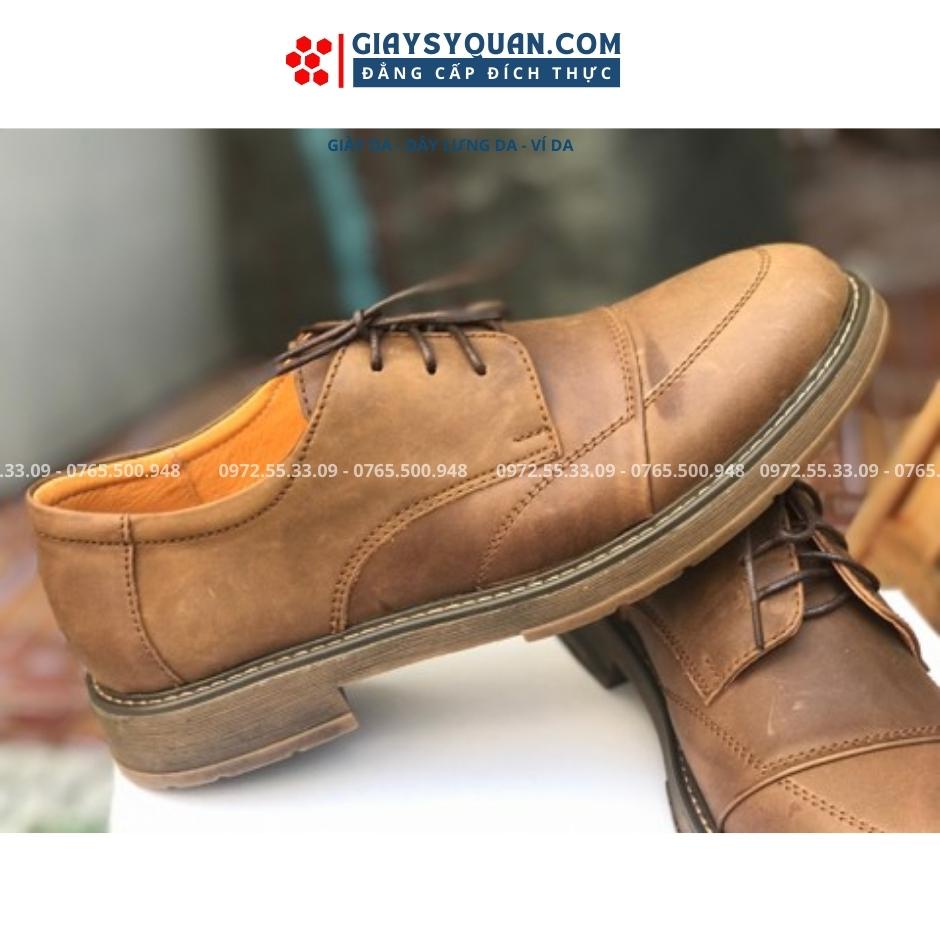 Giày lười da bò sáp cao cấp, Đế cao su chống mài mòn chắc chắn, phong cách bụi màu nâu Mã D26A
