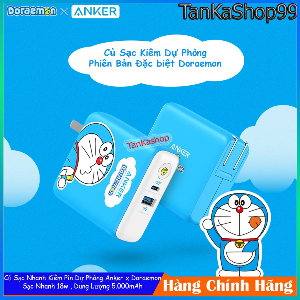 Củ Sạc Kiêm Pin Dự Phòng Anker x Doraemon 5.000mAh - A1624 Sạc Nhanh IQ3 PD 18w