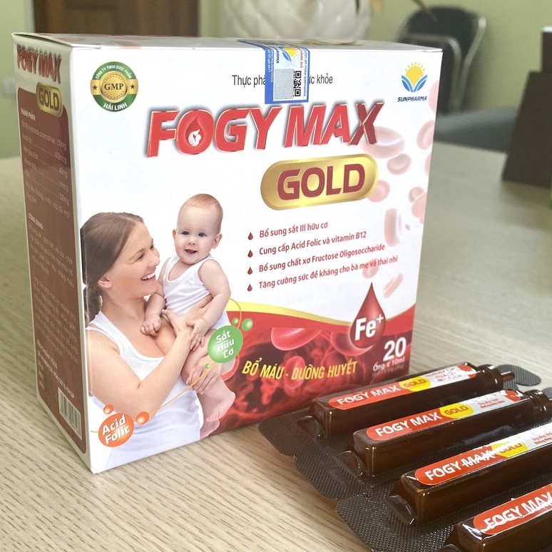 Fogy Max - Sắt III dạng nước cho bà bầu, người thiếu máu do thiếu sắt, dễ uống không nóng (20 ống)