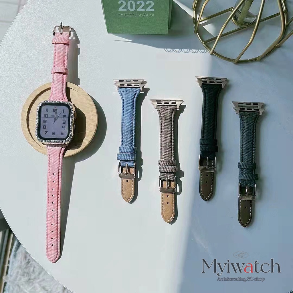 【không tồn kho】Dây Đeo Bằng Da Mỏng Nhẹ Cho Đồng Hồ Thông Minh Apple Watch 41mm 45mm 40mm 42mm 38 44mm Iwatch serie 7 6 SE 5 4 3