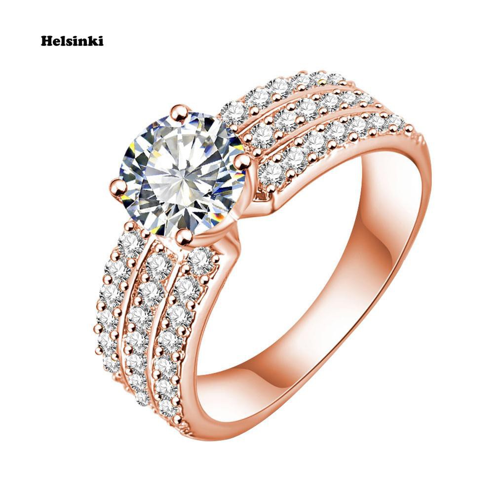 Nhẫn Đính Đá 3 Hàng Thời Trang Nữ Tính