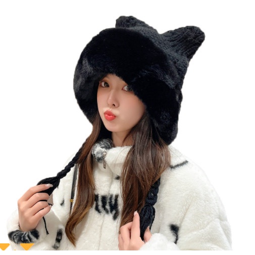 mũ len nữ phối lông siêu xinh dày đẹp 2022