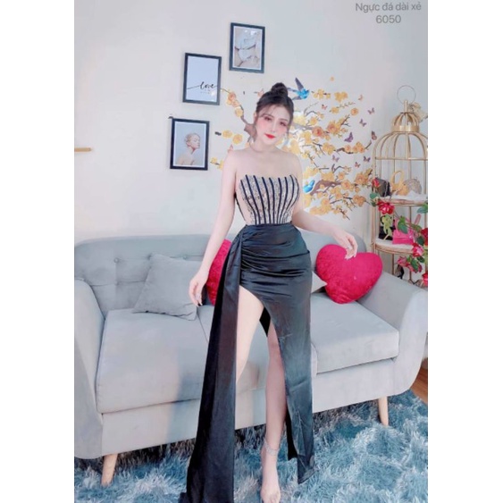 Đầm cúp ngực đa dài xẻ