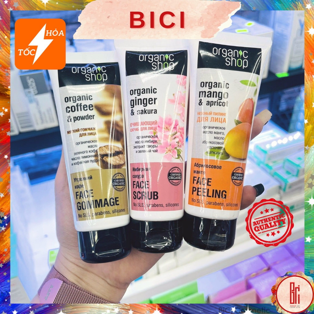 Tuýp Tẩy Tế Bào Chết Cho Mặt ORGANIC SHOP - 75ml