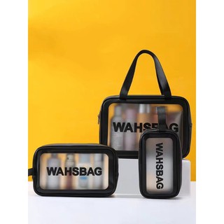 SET 3 Túi đựng mỹ phẩm du lịch bằng nhựa PVC trong suốt tiện ích washbag