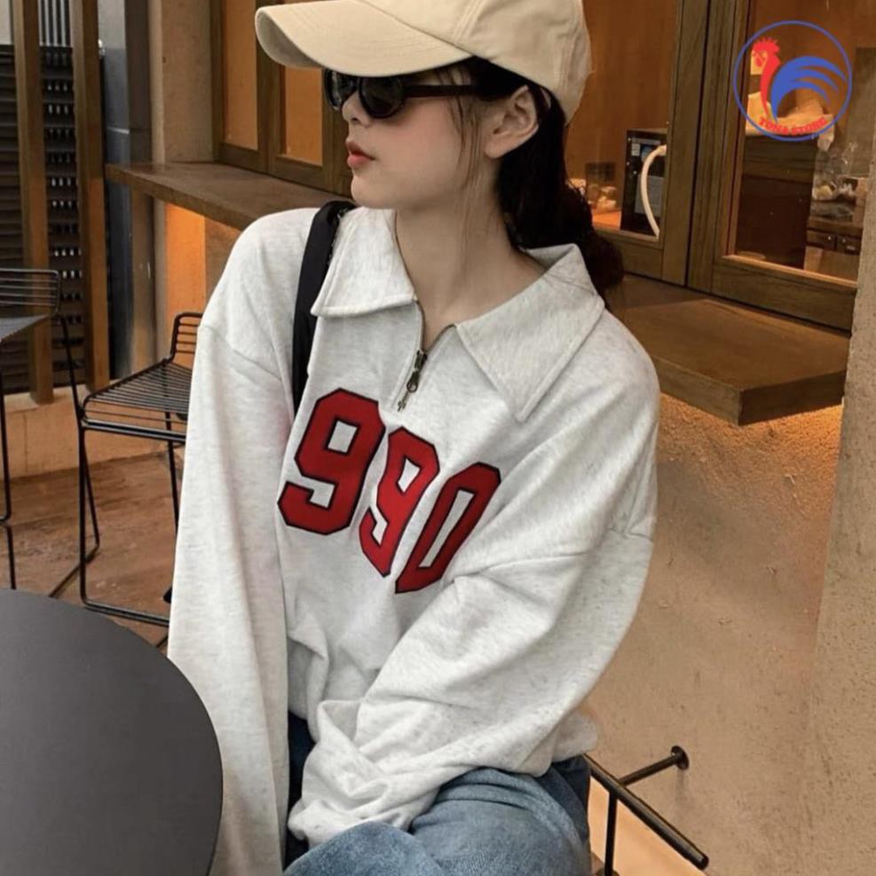 Áo sweater polo dài tay unisex dưới 80kg chất thun tonastore - Áo polo dài tay phối khóa cổ 1990 | BigBuy360 - bigbuy360.vn