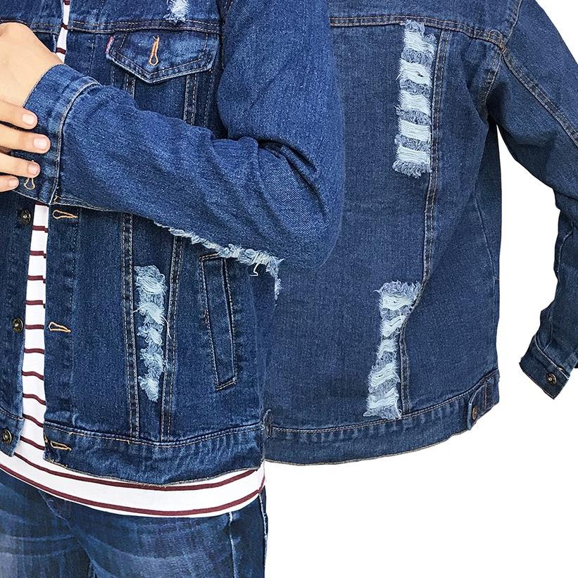 LEVIS 10.10!![Áo Khoác Jean Nam Rách Lr 038 - SIZE JUMBO - DENIM BIOBLITZ - BIOWASH