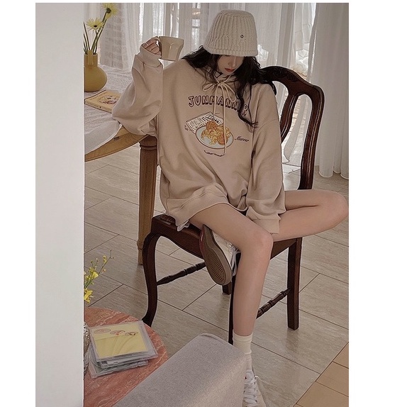 Áo Khoác Hoodie Nỉ Nữ Form Rộng Bánh Ngọt Ulzzang