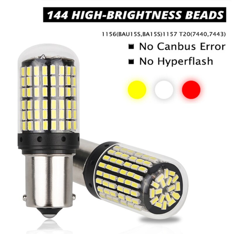 SEAMETAL Bóng đèn LED ô tô Chùm tia sáng 21W 3014-144SMD Canbus BA15S 1156 BA15D 1157 Đèn phanh tự động Đèn báo rẽ