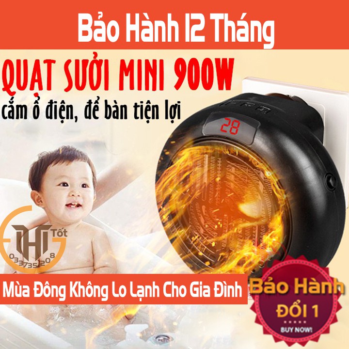 (Mẫu 2020) Quạt sưởi mini 2 chiều để bàn Heater Fan công suất 800W, chống lật