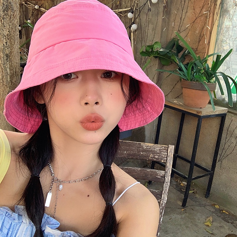 Nón Vành Rộng Chống Tia Uv Màu Sắc Đơn Giản Phong Cách Hàn Quốc