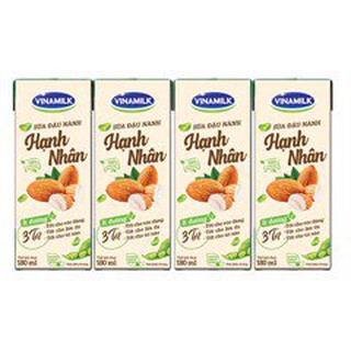 SỮA ĐẬU NÀNH VINAMILK HẠT HẠNH NHÂN - LỐC 4 HỘP X 180ML