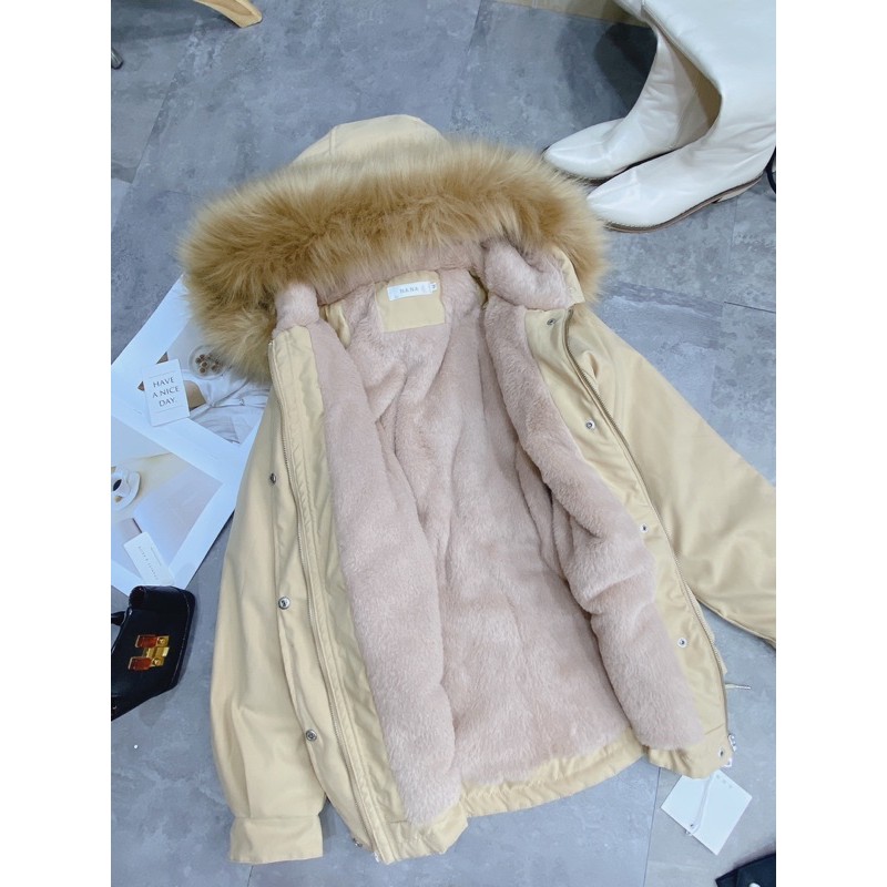 [Xả kho] Áo Khoác Phao Lót Lông Hai Cúc ( có sẵn+ảnh thật) | BigBuy360 - bigbuy360.vn