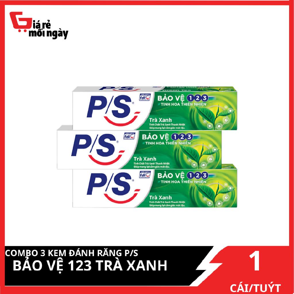 Combo 3 Kem Đánh Răng P/S Bảo Vệ 123 Trà Xanh 230g