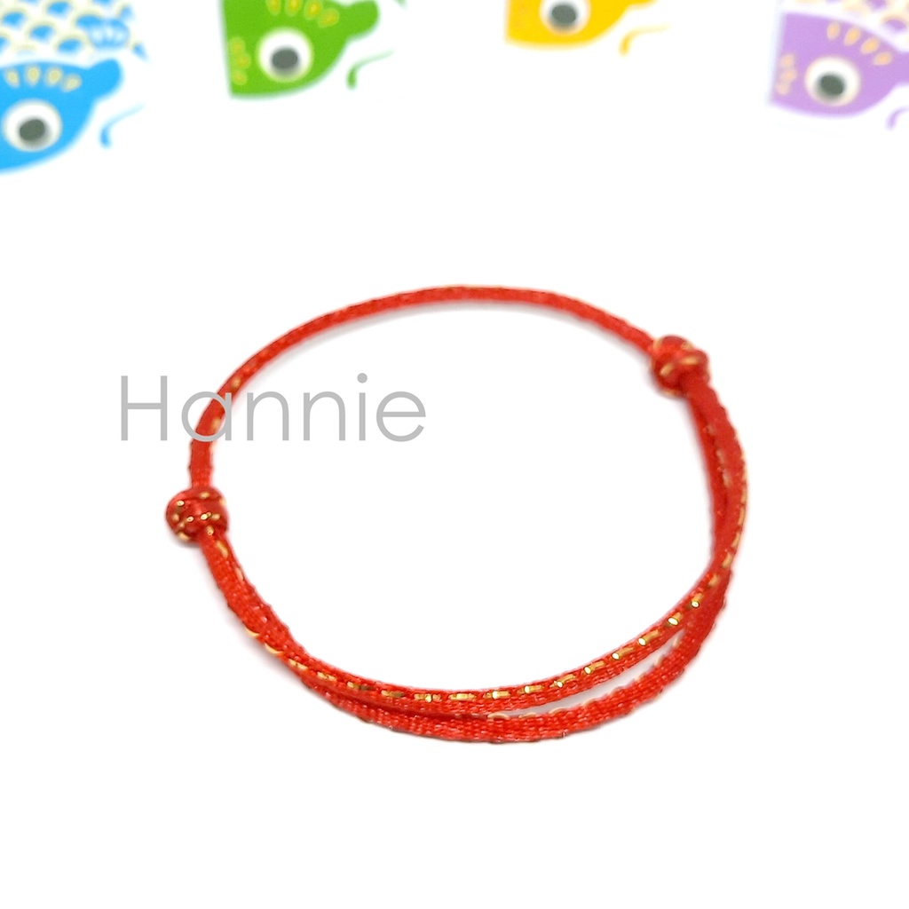 (Đỏ/Đen) Vòng tay chỉ đỏ đen kim tuyến khóa trượt may mắn đeo tay đơn giản nam nữ - Lucky Bracelet handmade