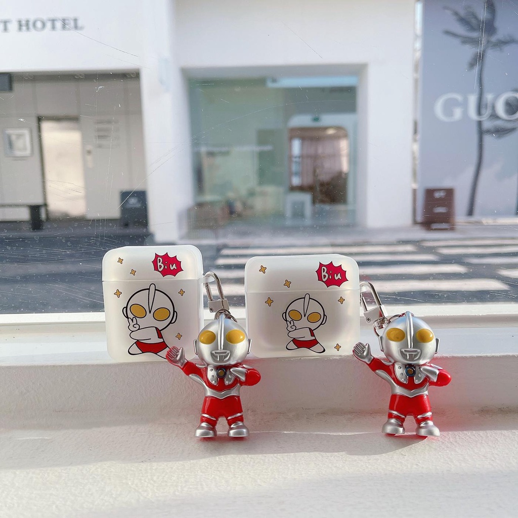 Vỏ Bảo Vệ Hộp Sạc Tai Nghe Bluetooth AirPods 1 2 pro 3 2021 gen3 Bằng Silicon Tpu Mềm Chống Sốc Hình Ultraman