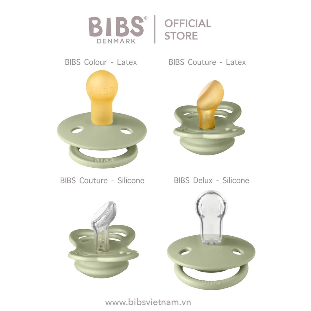 Ti ngậm giả BIBS De Lux núm tròn silicone (0-3 tuổi) nhiều mẫu
