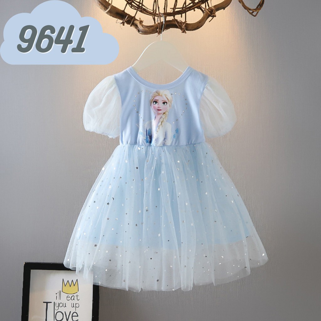 Đầm Bé Gái Elsa Voan Xòe Lấp Lánh Cho Bé Từ 9-17KG