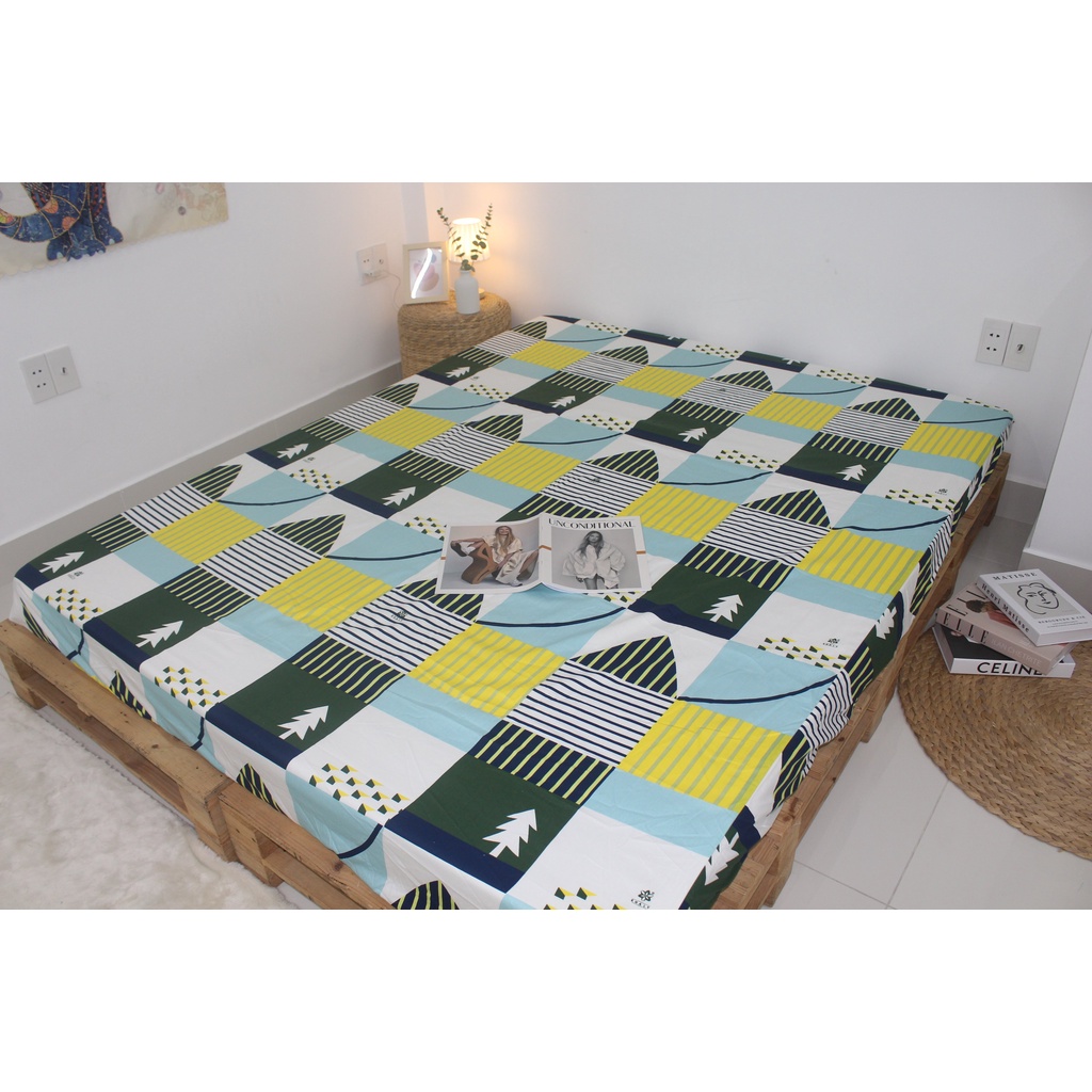 Tấm Drap lẻ KHA LY - Ga lẻ ( không áo gối ) - 100% cotton thiên nhiên - VN271 - Cây Thông Vàng