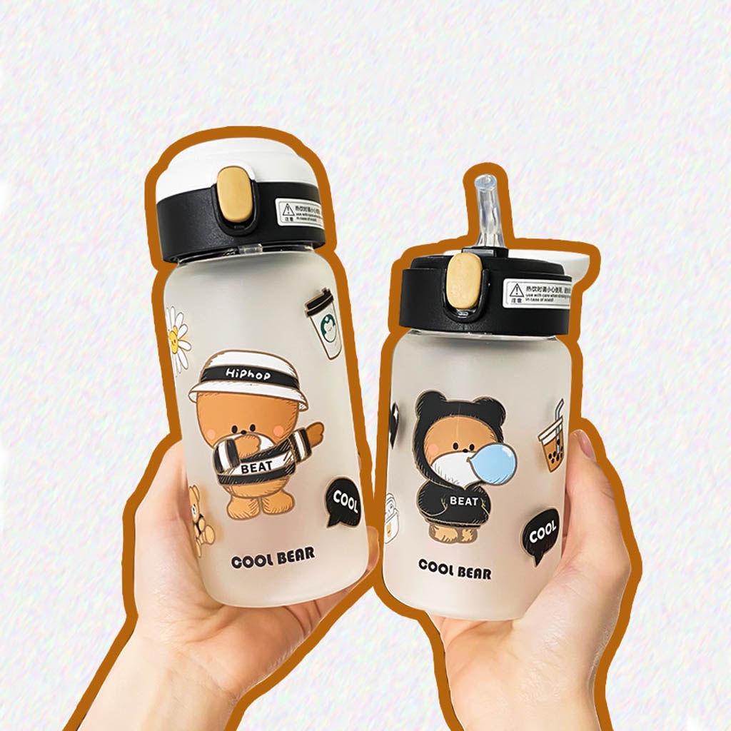 Bình nước cho bé, bình nước cute an toàn cho bé, chất liệu thuỷ tinh chắc chắn