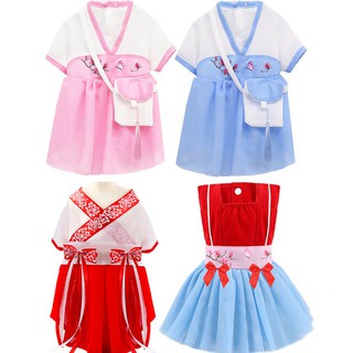 Set Áo Kèm Chân Váy Dễ Thương Có Túi Cho Thú Cưng
