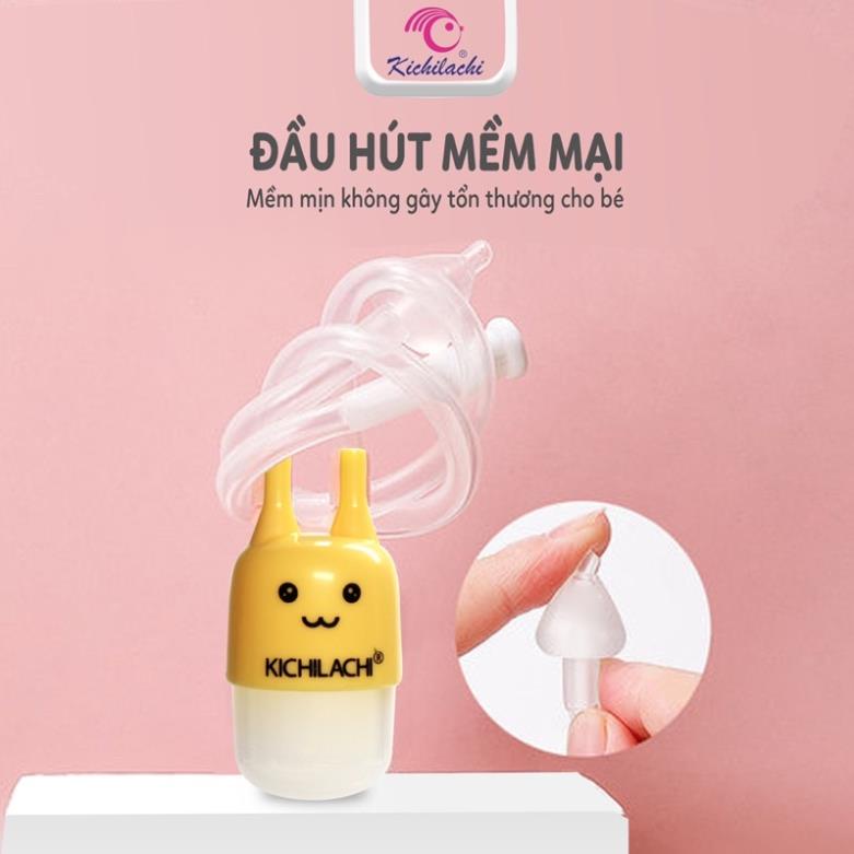 Hút Mũi Sơ Sinh Cho Bé Kichilachi hình nấm cong, Đầu Núm Silicon Siêu Mềm, Vệ Sinh Mũi Sạch Sẽ Không Đau rát-ShopmeKhoai