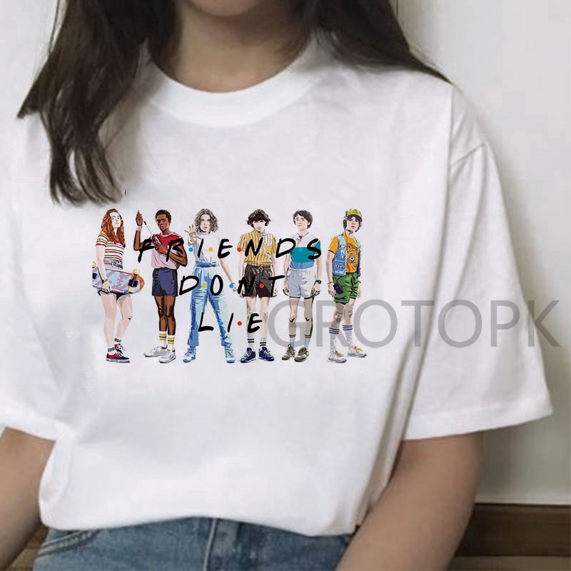 Áo thun in chữ Stranger Things thời trang cho nữ
