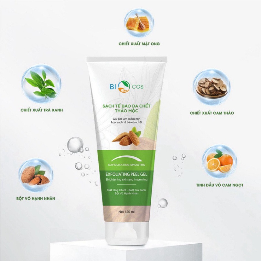 Tẩy Da Chết Thảo Mộc BIOCOS 120ml - Exfoliating Peel Gel Sạch Da, Dưỡng Ẩm, Sáng Mịn